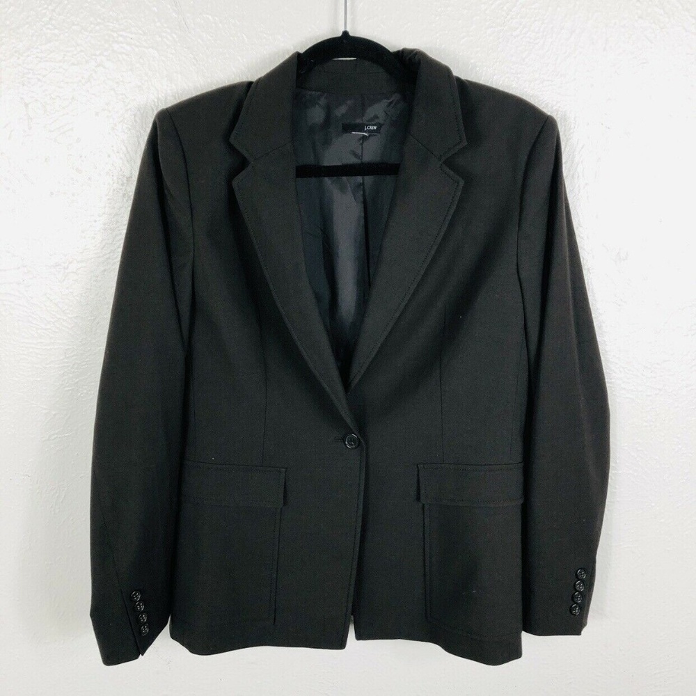 J Crew Blazer Brown 1 Button Lined Work Career
